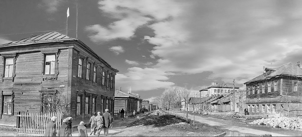 Большая Марьинская улица, за спиной фотографа Марьинские бани и кинотеатр "Диск".на основе фото moscowite @ pastvuьино,